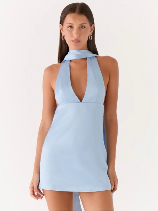 Peppermayo Dresses & Skirts - Peppermayo Pale Blue Halter Mini Dress
